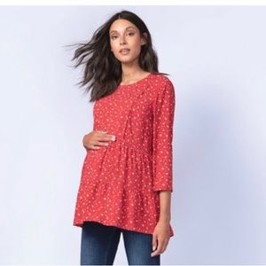 Seraphine woven red maternity & nursing top